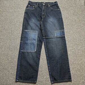 5Star USA Y2K Patchwork Blue Jeans Dark‎ Wash Size 36 Baggy Fit